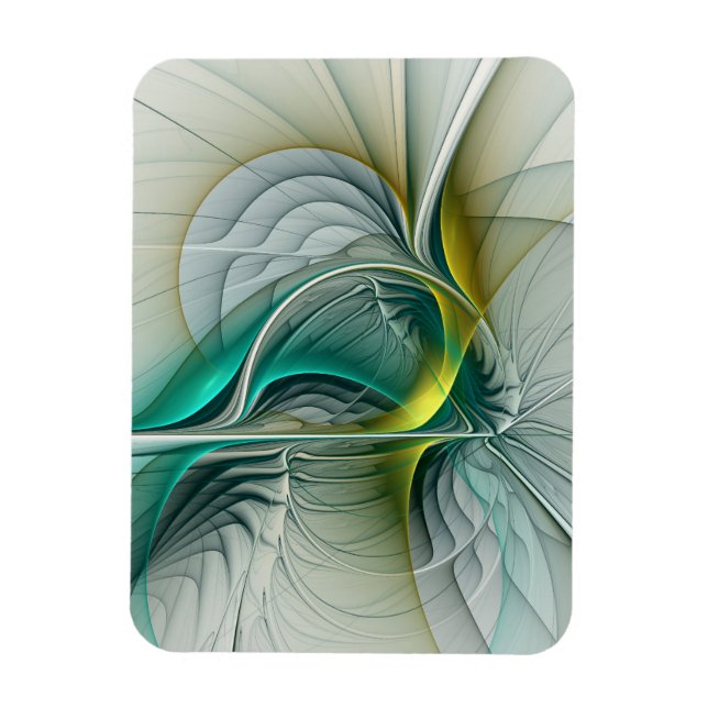 Fraktal Evolution, Golden Turquoise Abstrakt Konst Magnet (Vertikal)