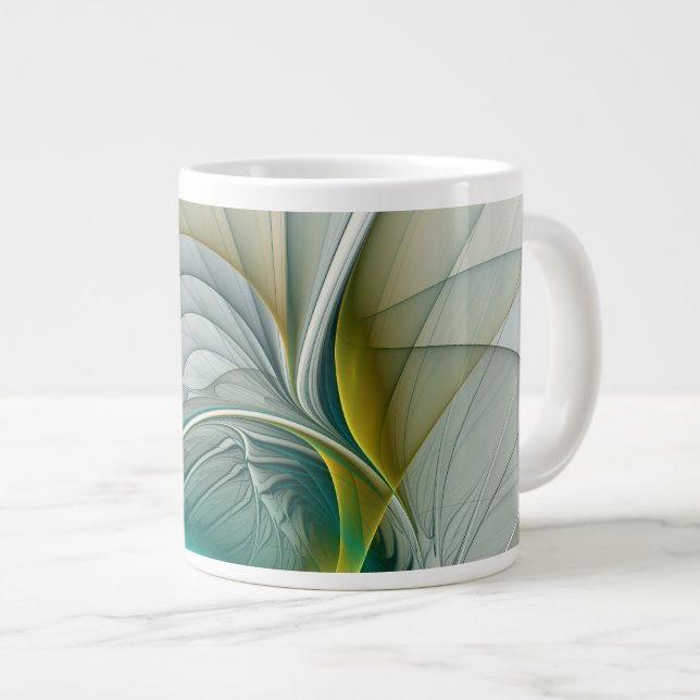 Fraktal Evolution, gyllene turkos abstrakt konst Jumbo Mugg (Framsida höger)