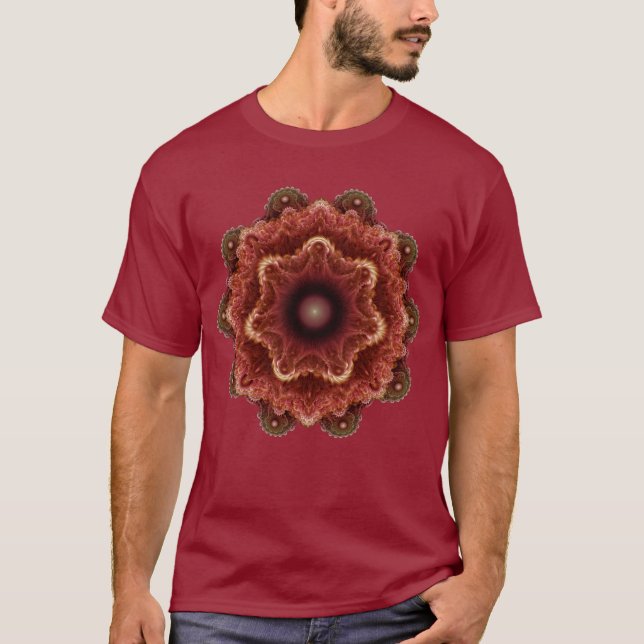 Fraktal finurlig röd ornament t shirt (Framsida)