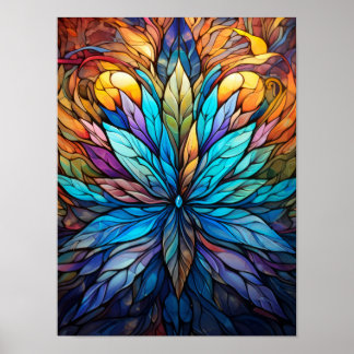 Fraktal glasmålning lotusblomma mönster poster