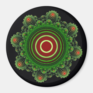 Fraktal grön älvdekoration magnet