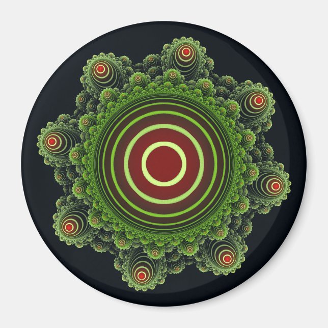 Fraktal grön älvdekoration magnet (Framsidan)