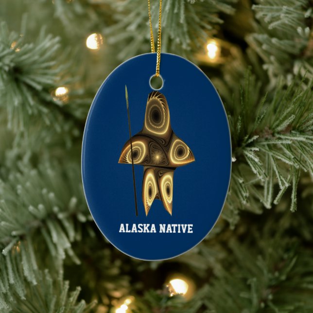 Fraktal Inuit-jägare - Alaska infödd Julgransprydnad Keramik (Träd)