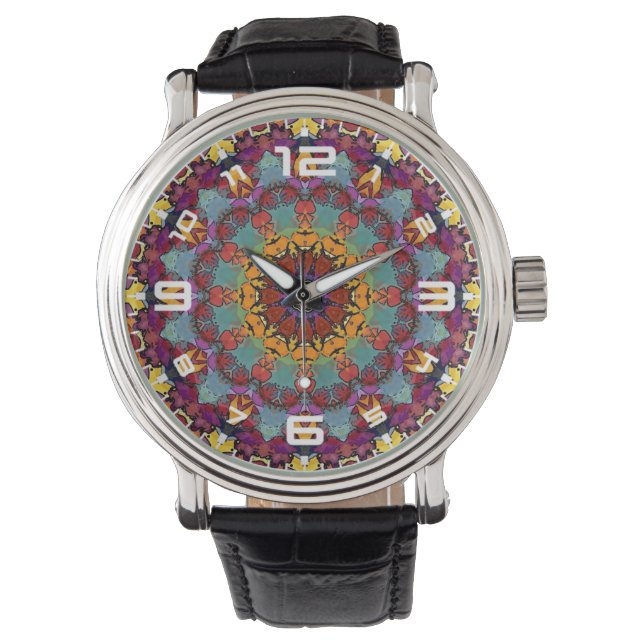 Fraktal Kalejdoskop Mandala Mönster-64351 Armbandsur (Framsida)