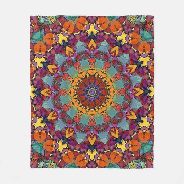 Fraktal Kalejdoskop Mandala Mönster-64351 Fleecefilt (Framsidan)