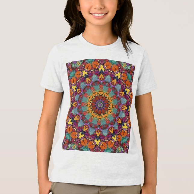 Fraktal Kalejdoskop Mandala Mönster-64351 T Shirt (Framsida)