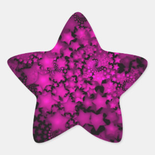 Fraktal konst het rosa neonstjärnor stjärnformat klistermärke