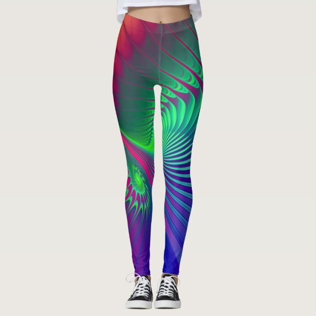 Fraktal konst - Utbrott Kraft Spiral Leggings (Framsida)