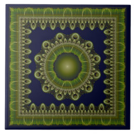 Fraktal ljus inramad mandala kakelplatta