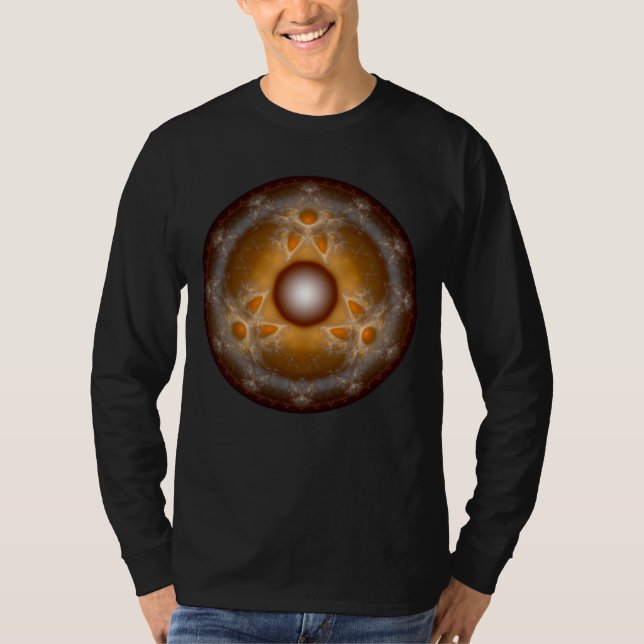 Fraktal ljus rund glansig mönster t shirt (Framsida)