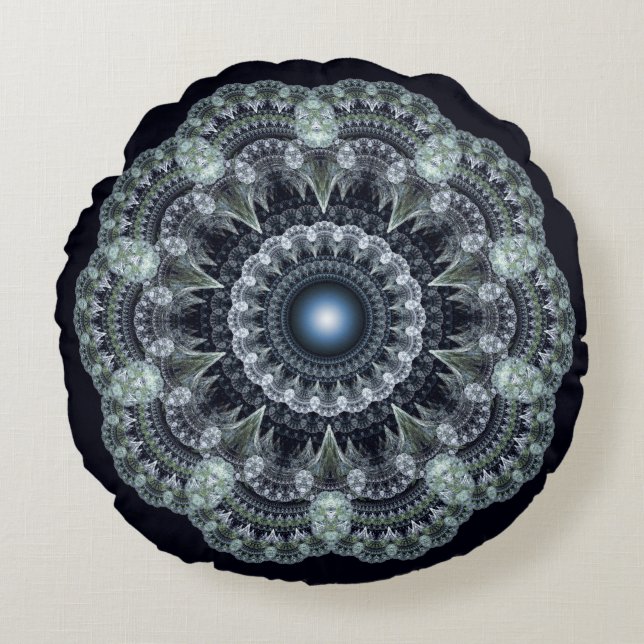 Fraktal oriental design rund kudde (Framsidan)