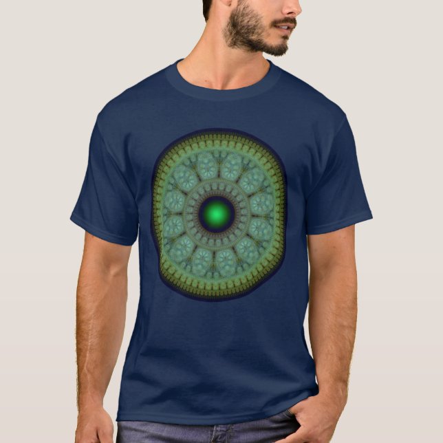 Fraktal oriental rund mönster t shirt (Framsida)