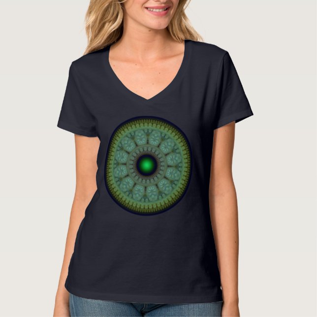 Fraktal oriental rund mönster t shirt (Framsida)