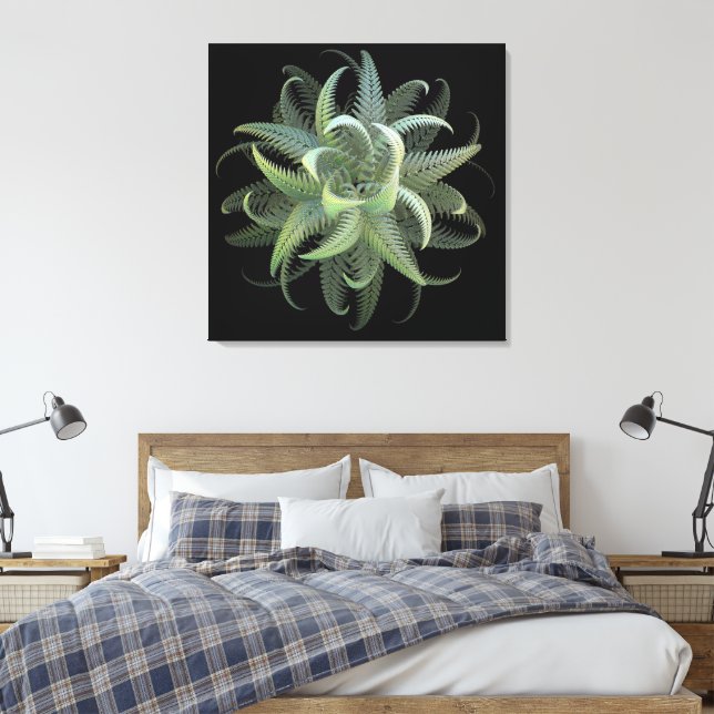 Fraktal Ormbunke Blommar Canvastryck (Insitu (sovrum))