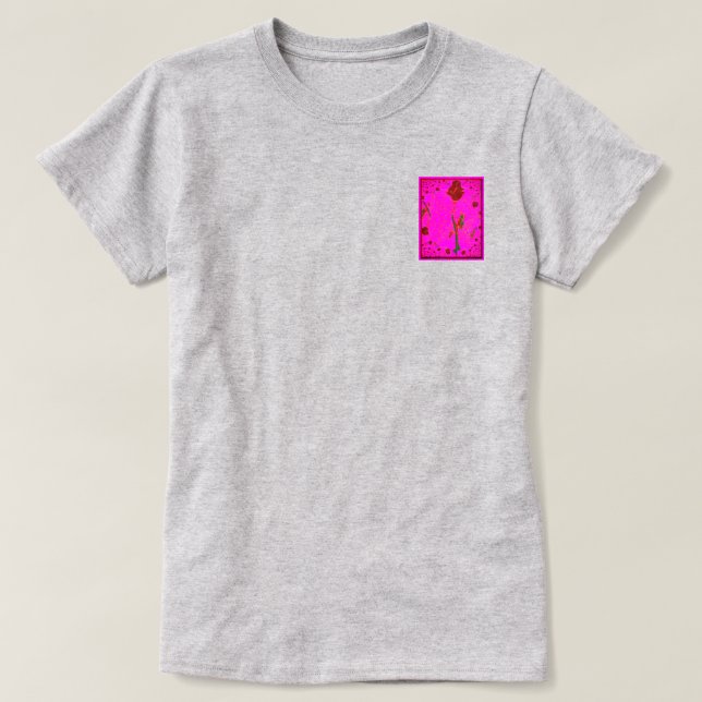 Fraktal röd ros t-shirt (Design framsida)