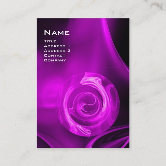 FRAKTAL ROS 4 MONOGRAM ljust violett lila svart Visitkort (Framsida)