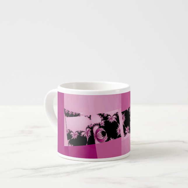 Fraktal trädgård rosa espressomugg (Framsida vänster)