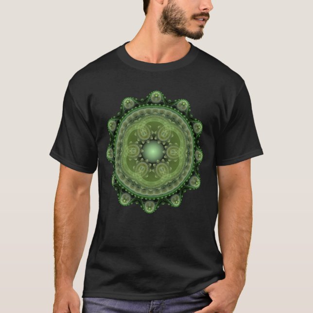 Fraktal utsmyckad rund mönster t shirt (Framsida)