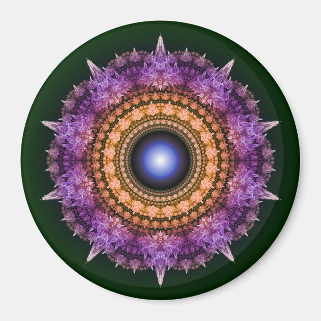 Fraktal violett kristallmönster magnet (Framsidan)