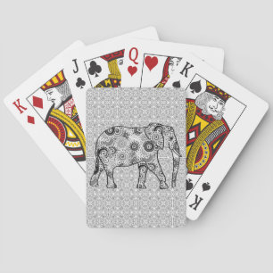 Fraktal virvel elefant - grå, svart och vit casinokort