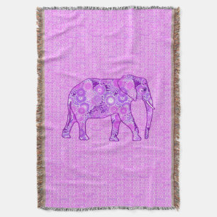 Fraktal virvel elefant - lila och orkidé mysfilt