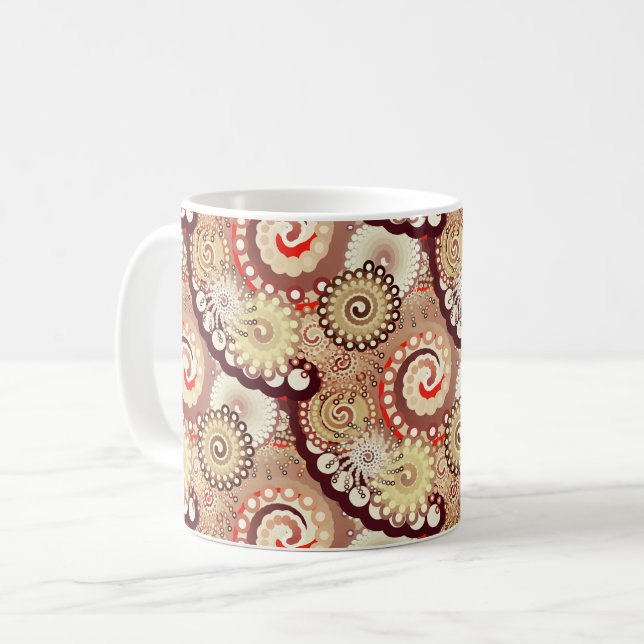 Fraktal virvelmönster, choklad och grädde kaffemugg (Framsida vänster)