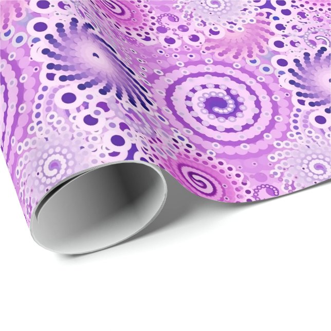 Fraktal virvelmönster, violett, orkidé presentpapper (Rullad Hörn)