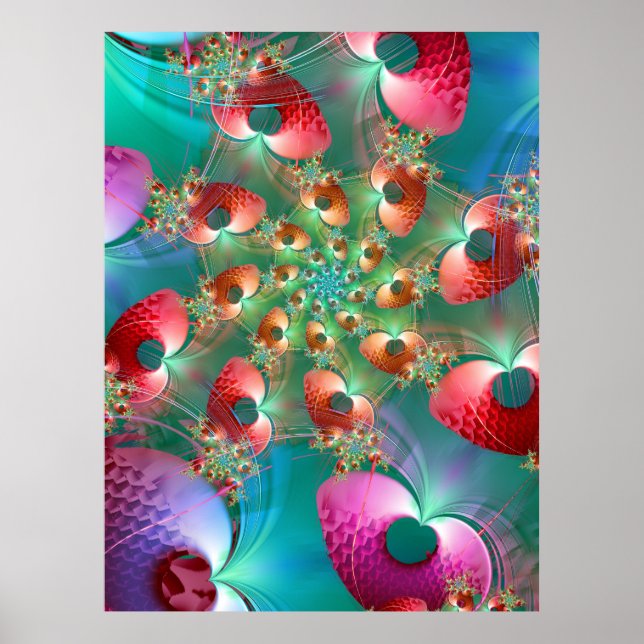 Fraktala hjärtan spiral poster (Framsidan)
