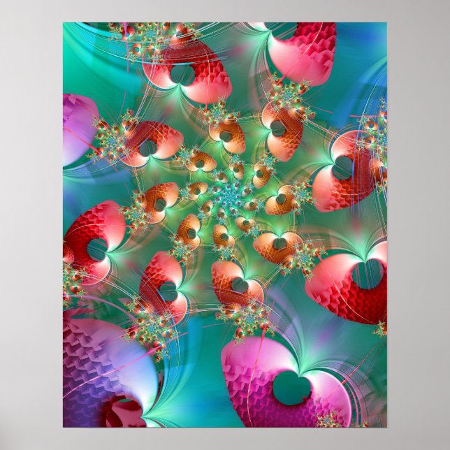 Fraktala hjärtan spiral poster (Framsidan)