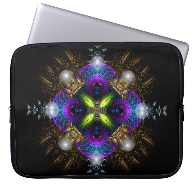 Fraktala pärlor Geometrisk konst anteckningsbok Laptop Sleeve (Framsidan)