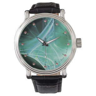 FRAKTALA SVAROR I TEAL BLUE GRÖNT TURQUOISE ARMBANDSUR
