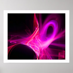 FRAKTALA VIRVLAR I FUCHSIA ROSA LILA Abstrakt Poster