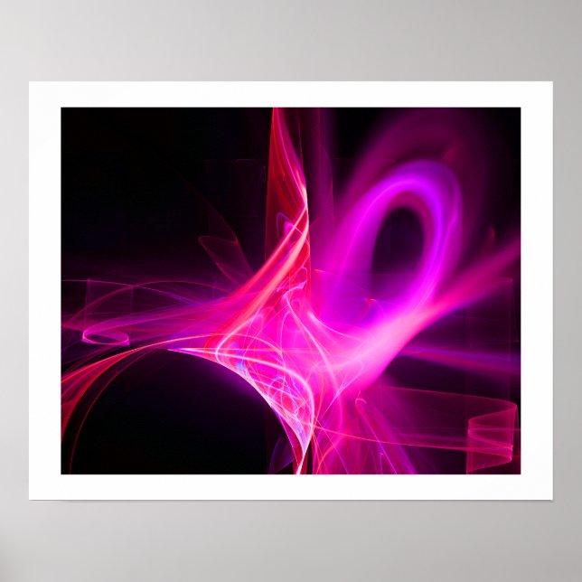 FRAKTALA VIRVLAR I FUCHSIA ROSA LILA Abstrakt Poster (Framsidan)