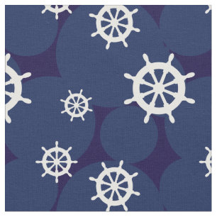 Fraktas Hjul Navy Blue and White Nautical Mönster Tyg