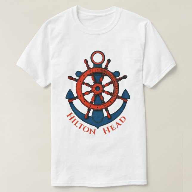 Fraktas Wheel och Anchor Hilton Head Island, SC T Shirt (Design framsida)