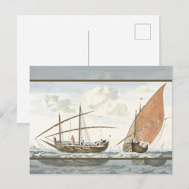 Fraktaser av Johan Teyler på havet från Istanbul Vykort (Fram/baksida)