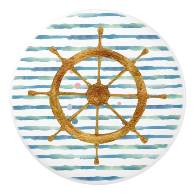 FRAKTASER AV VATTENFÄRG HJUL ART NAUTICAL VACATION KNOPP (Framsidan)