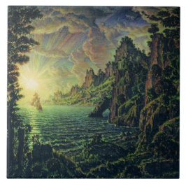 Fraktaser: Evening Sol (av Konstantin Bogaevsky) Kakelplatta