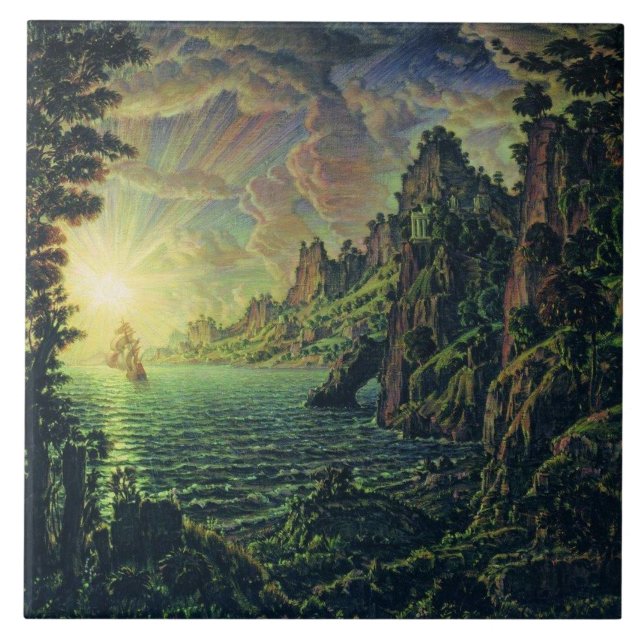 Fraktaser: Evening Sol (av Konstantin Bogaevsky) Kakelplatta (Framsidan)