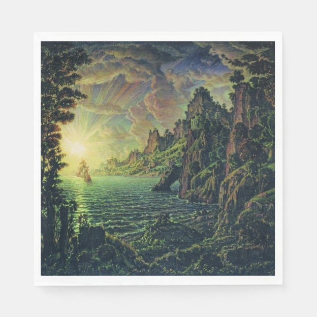 Fraktaser: Evening Sol (av Konstantin Bogaevsky) Pappersservett (Framsidan)