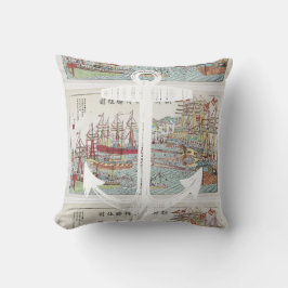 Fraktaser för blå fästpunkt för Nautical Red Gult Kudde