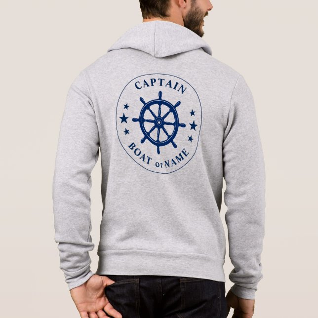 Fraktaser Helm Wheel Stars Kapten eller Boat Namn  T Shirt (Baksida)