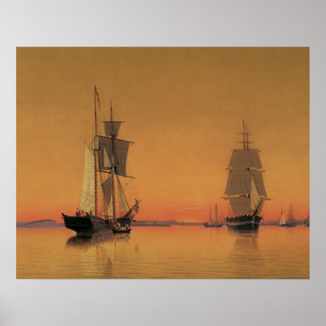 Fraktaser i Boston Harbour på Twilight 1859 Poster (Framsidan)
