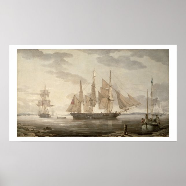 Fraktaser i Harbour, 1805 (olja på canvas) Poster (Framsidan)