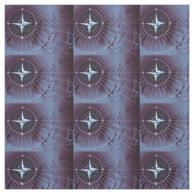 Fraktaser i Midnight Nautical Compass Sailing Tyg (Provkarta)