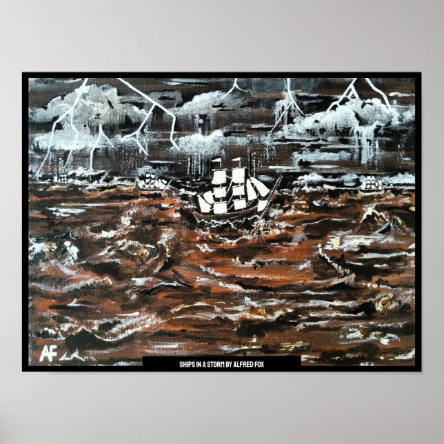 Fraktaser i Storm Painting av Alfred Fox Poster (Framsidan)