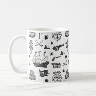 Fraktaser, kanoner, svärd och Vin Pirat tema Kaffemugg