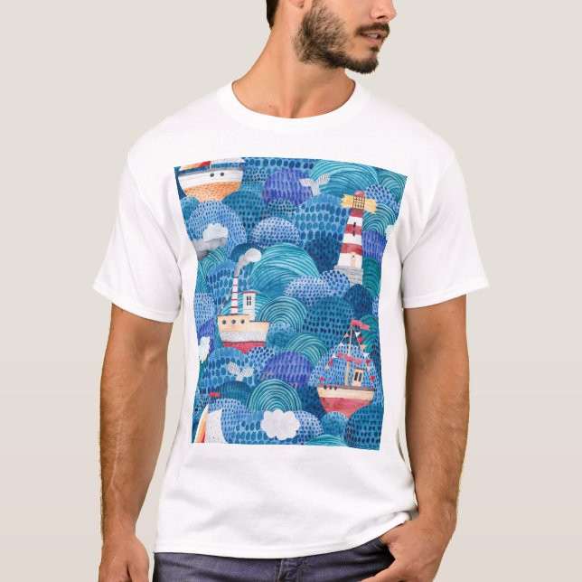 Fraktaser och fyr: Barnomsorgsfärg T Shirt (Framsida)