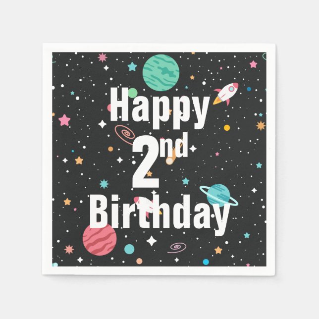 fraktaser och planeter för andra födelsedagen pappersservett (Framsidan)