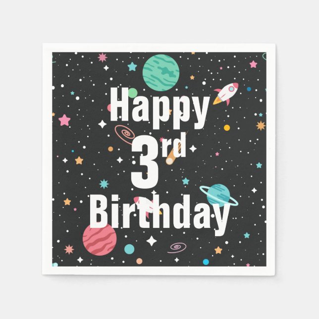 fraktaser och planeter för raketbeläggning på 3:e  pappersservett (Framsidan)